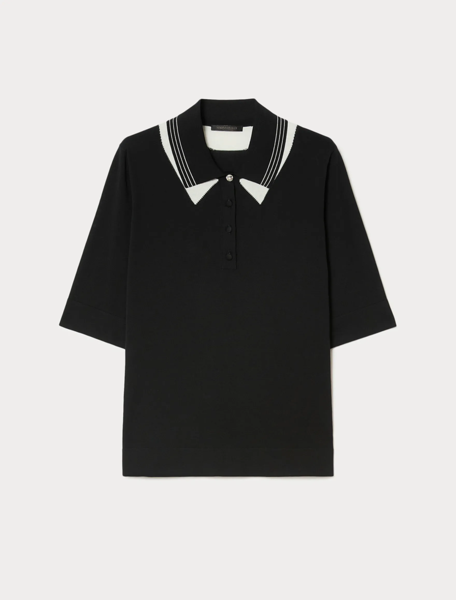 Maglia in cotone crêpe - NERO