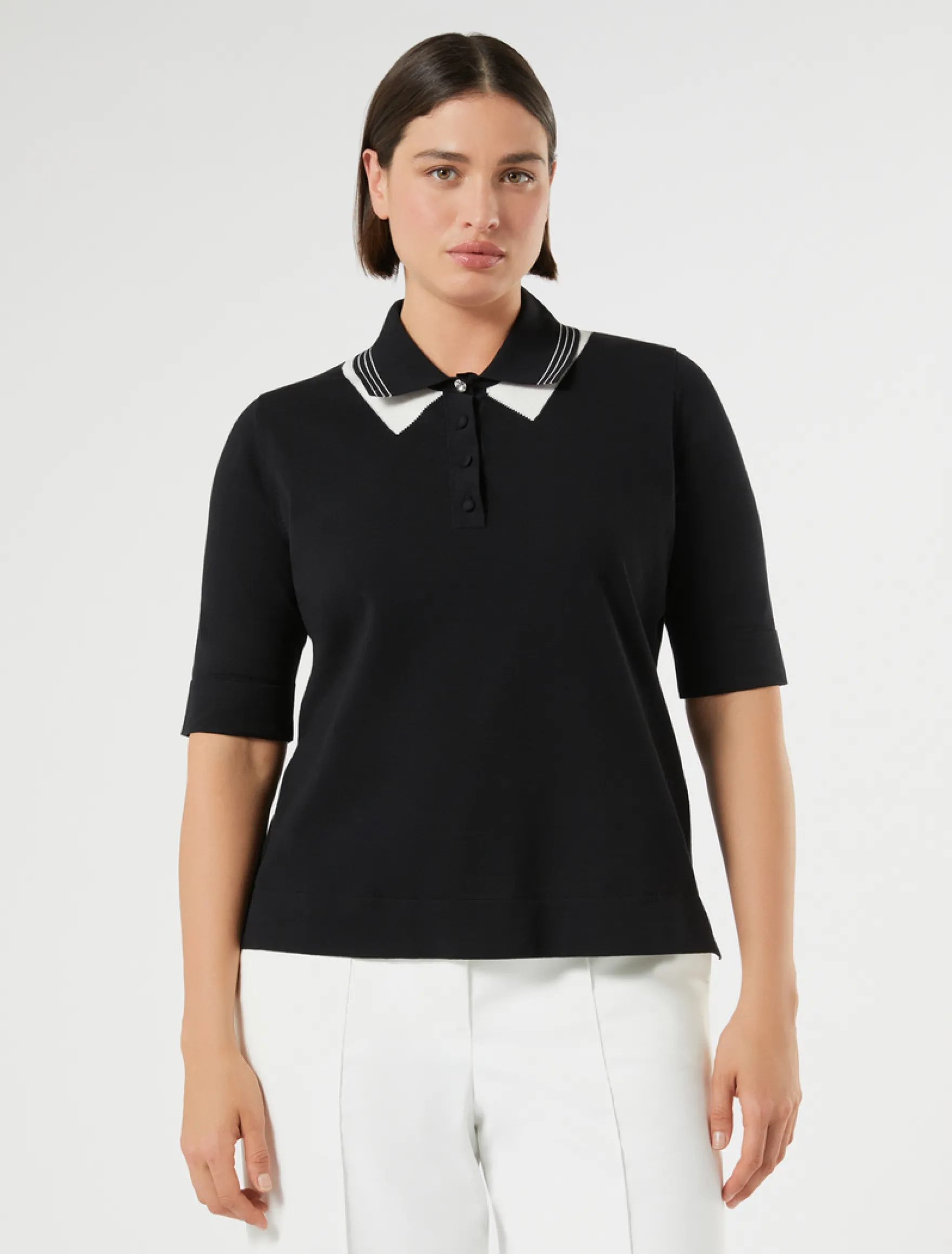 Maglia in cotone crêpe - NERO