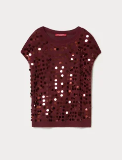Maglia in filato di lino e viscosa - CILIEGIA