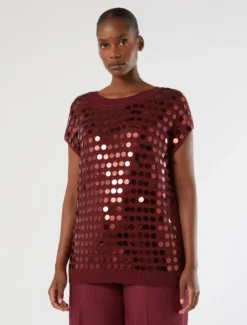Maglia in filato di lino e viscosa - CILIEGIA
