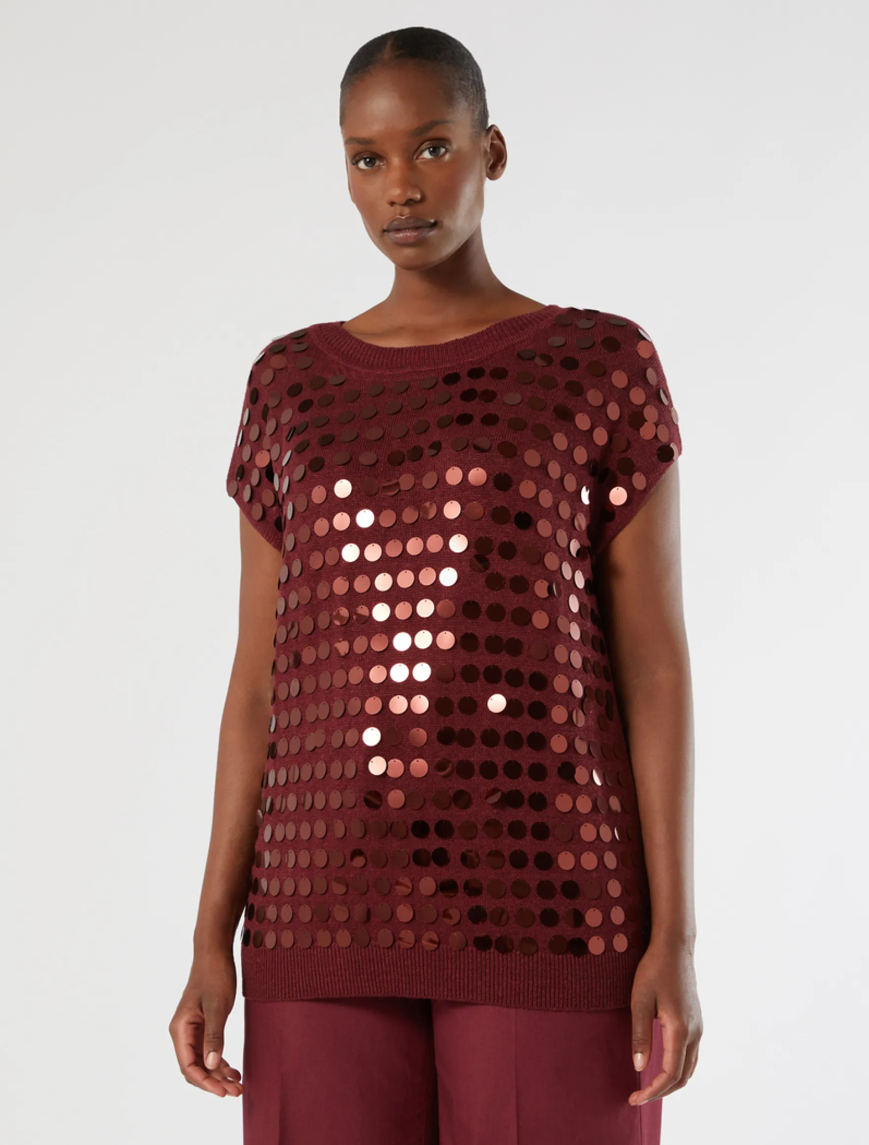 Maglia in filato di lino e viscosa - CILIEGIA