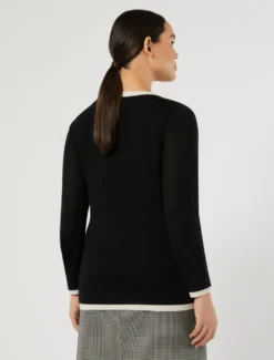 Maglia in lana, seta e cachemire - NERO BIANCO