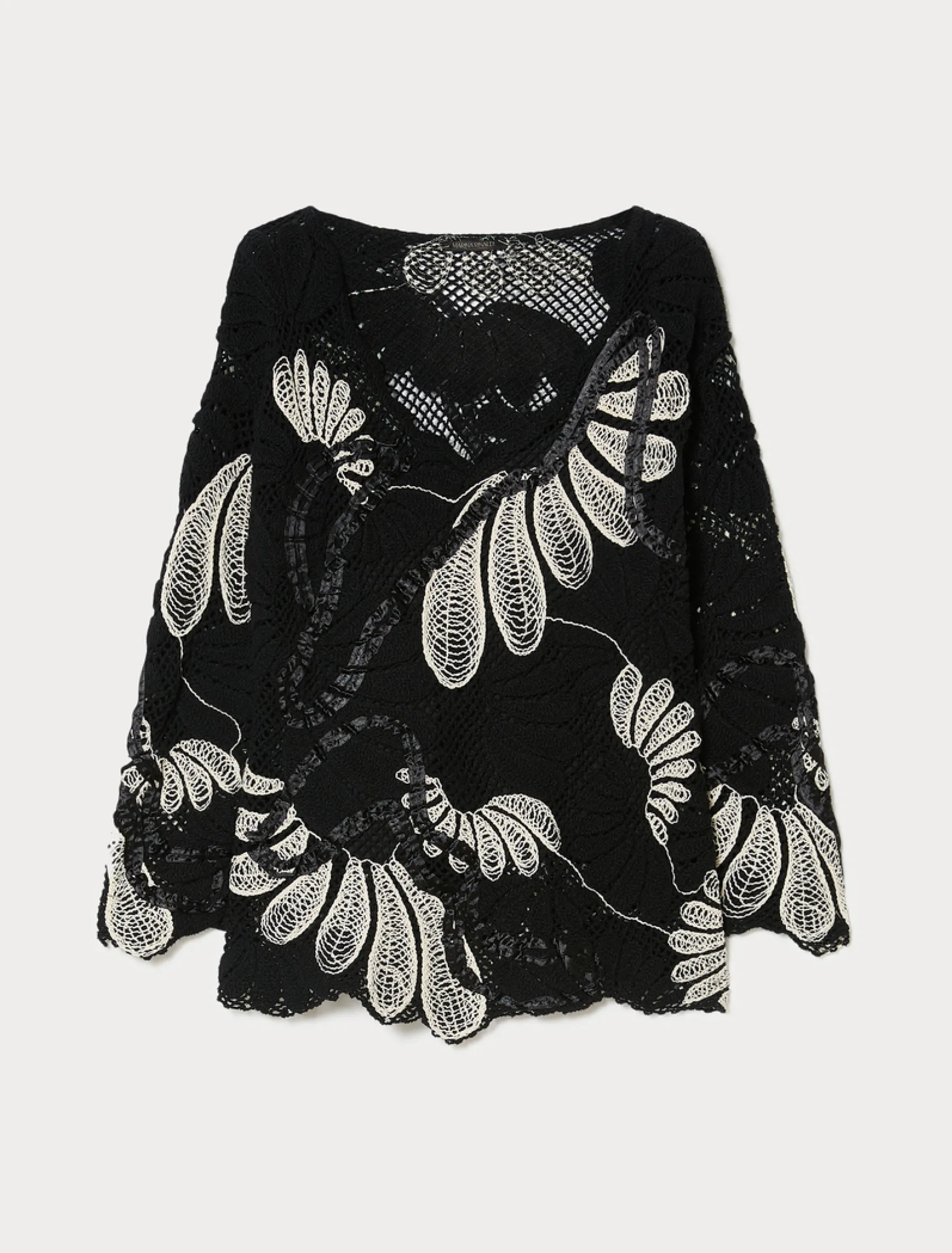 Maglia in misto cotone con ricamo - BIANCO AVORIO