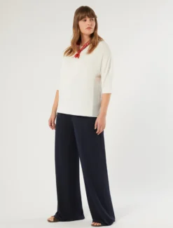 Maglia in misto cotone e georgette - BIANCO