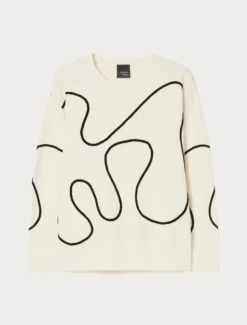 Maglia in misto lana con ricamo - BIANCO