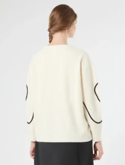 Maglia in misto lana con ricamo - BIANCO