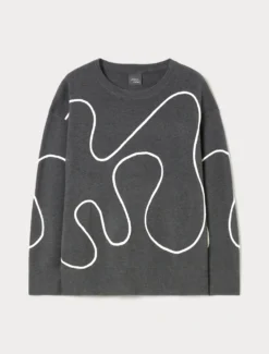 Maglia in misto lana con ricamo - GRIGIO MEDIO
