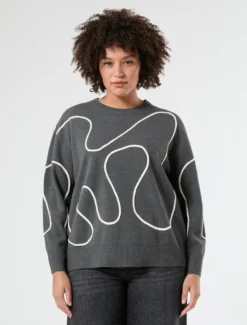 Maglia in misto lana con ricamo - GRIGIO MEDIO
