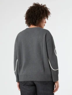 Maglia in misto lana con ricamo - GRIGIO MEDIO