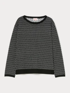 Maglia in misto lana jacquard - NERO