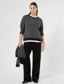Maglia in misto lana jacquard - NERO