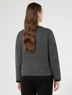 Maglia in misto lana jacquard - NERO