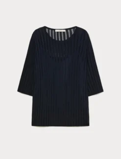 Maglia in viscosa a coste - BLU NOTTE