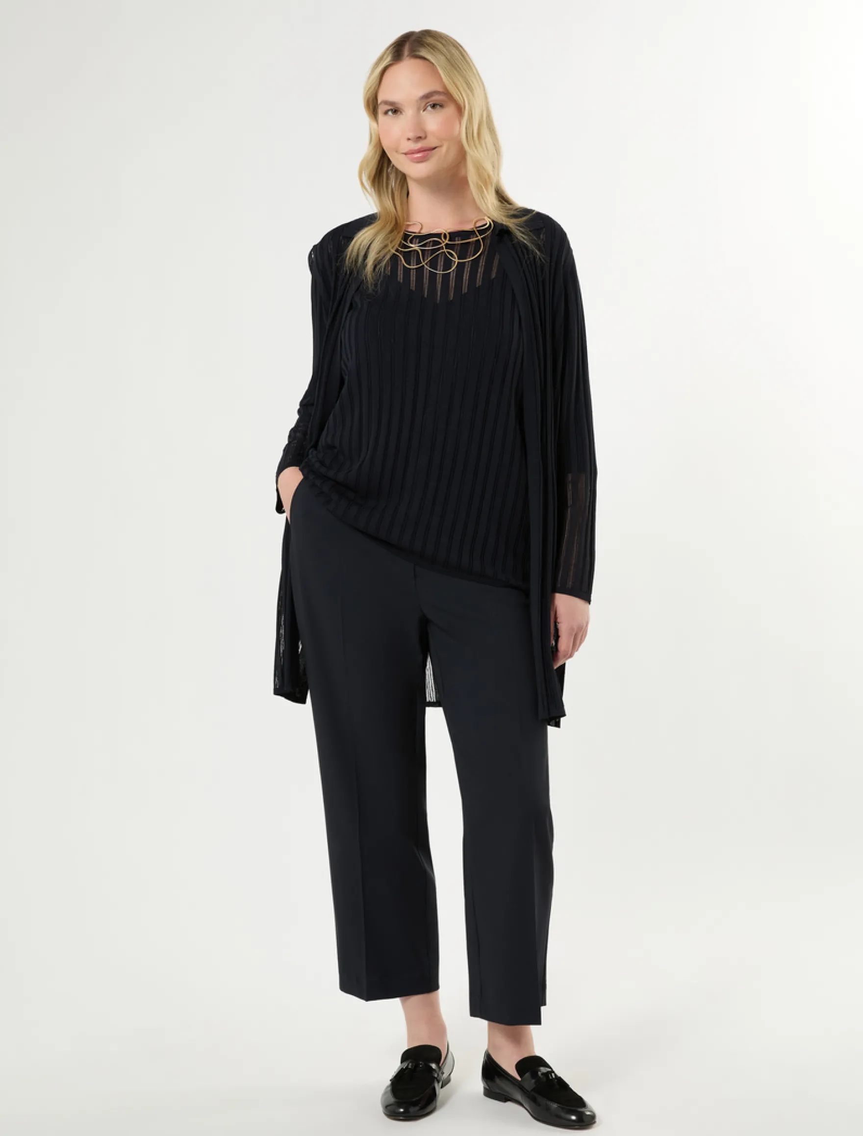 Maglia in viscosa a coste - BLU NOTTE