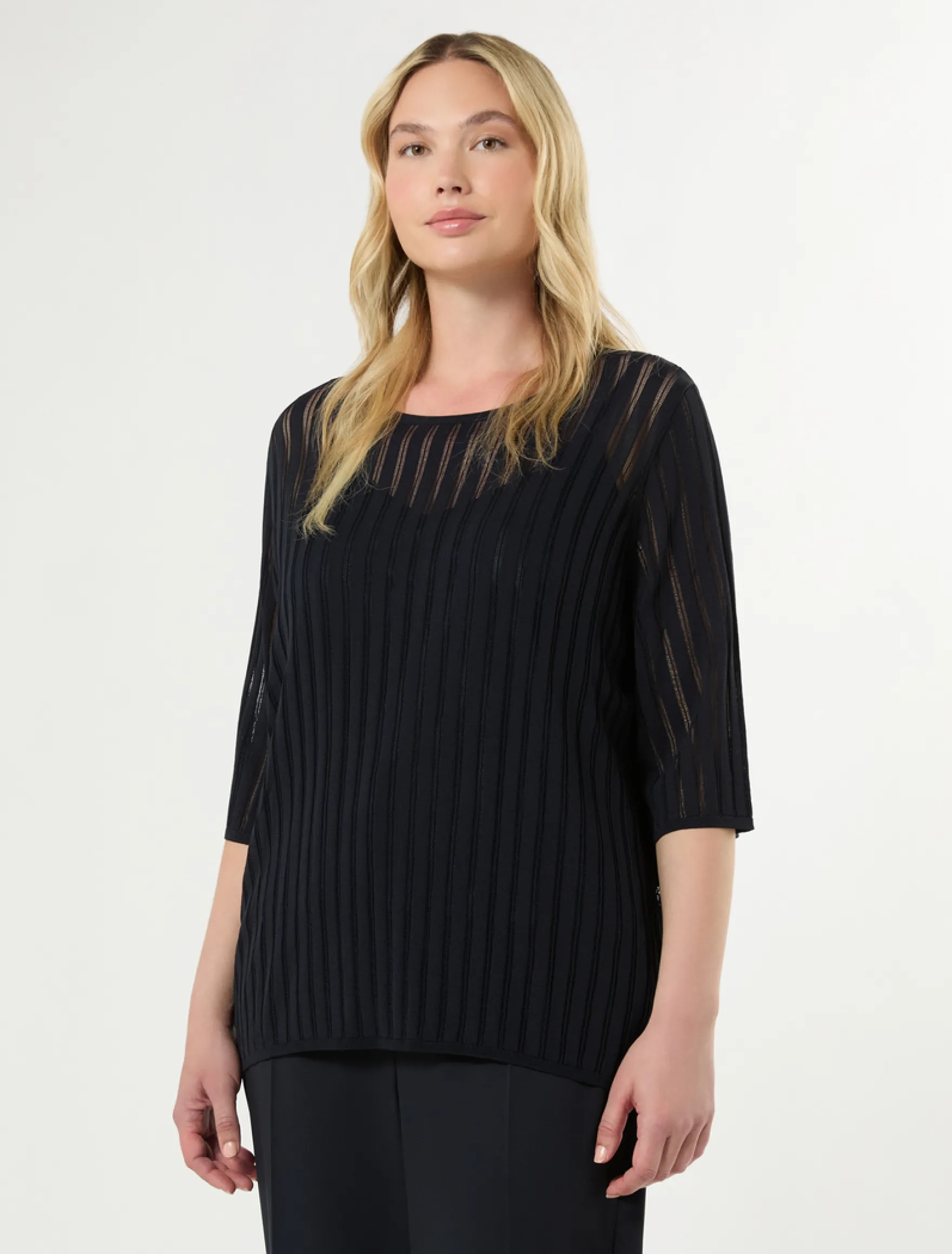 Maglia in viscosa a coste - BLU NOTTE