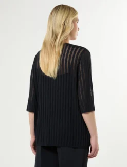 Maglia in viscosa a coste - BLU NOTTE