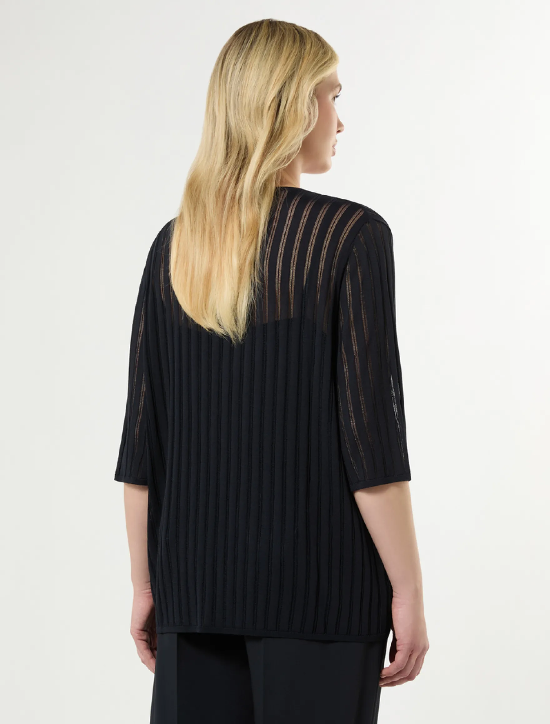 Maglia in viscosa a coste - BLU NOTTE