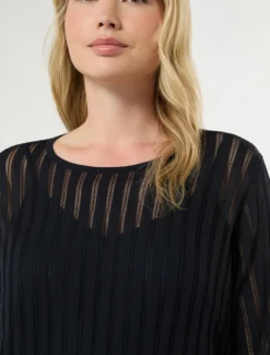 Maglia in viscosa a coste - BLU NOTTE