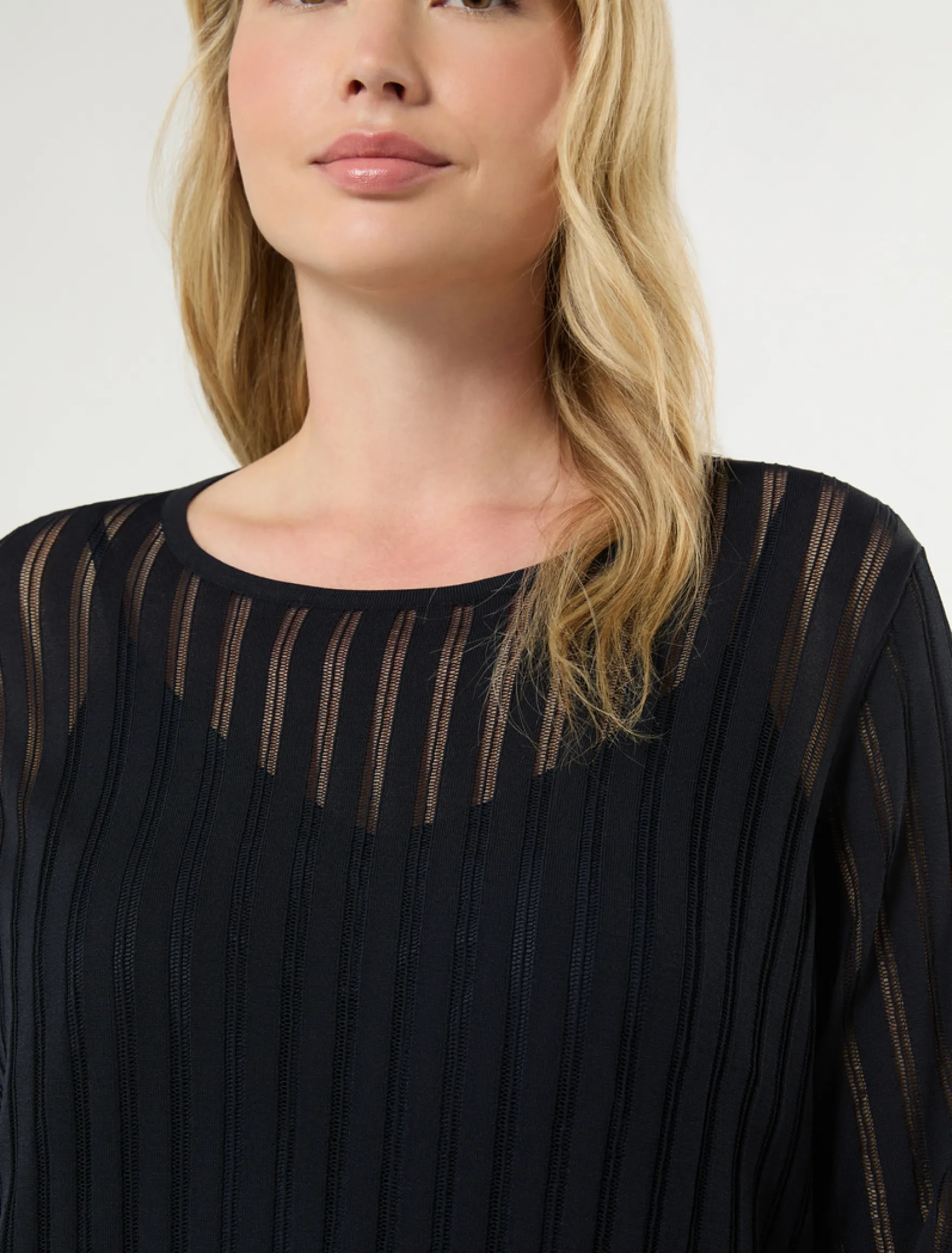 Maglia in viscosa a coste - BLU NOTTE