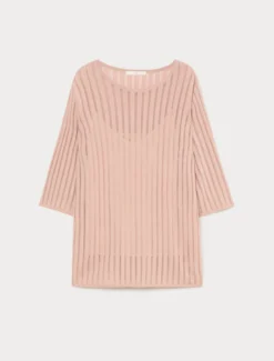 Maglia in viscosa a coste - ROSA ANTICO
