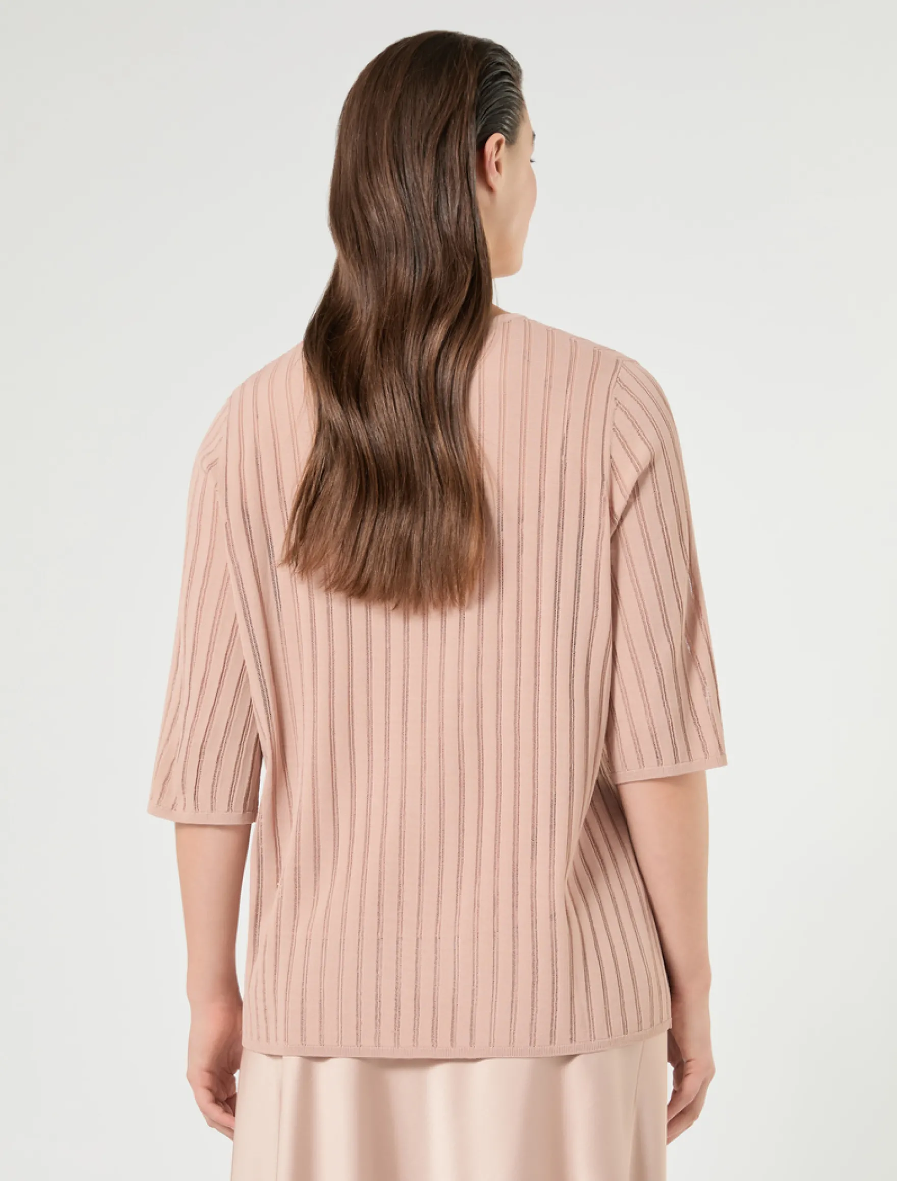 Maglia in viscosa a coste - ROSA ANTICO