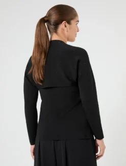 Maglia in viscosa con ricami - NERO