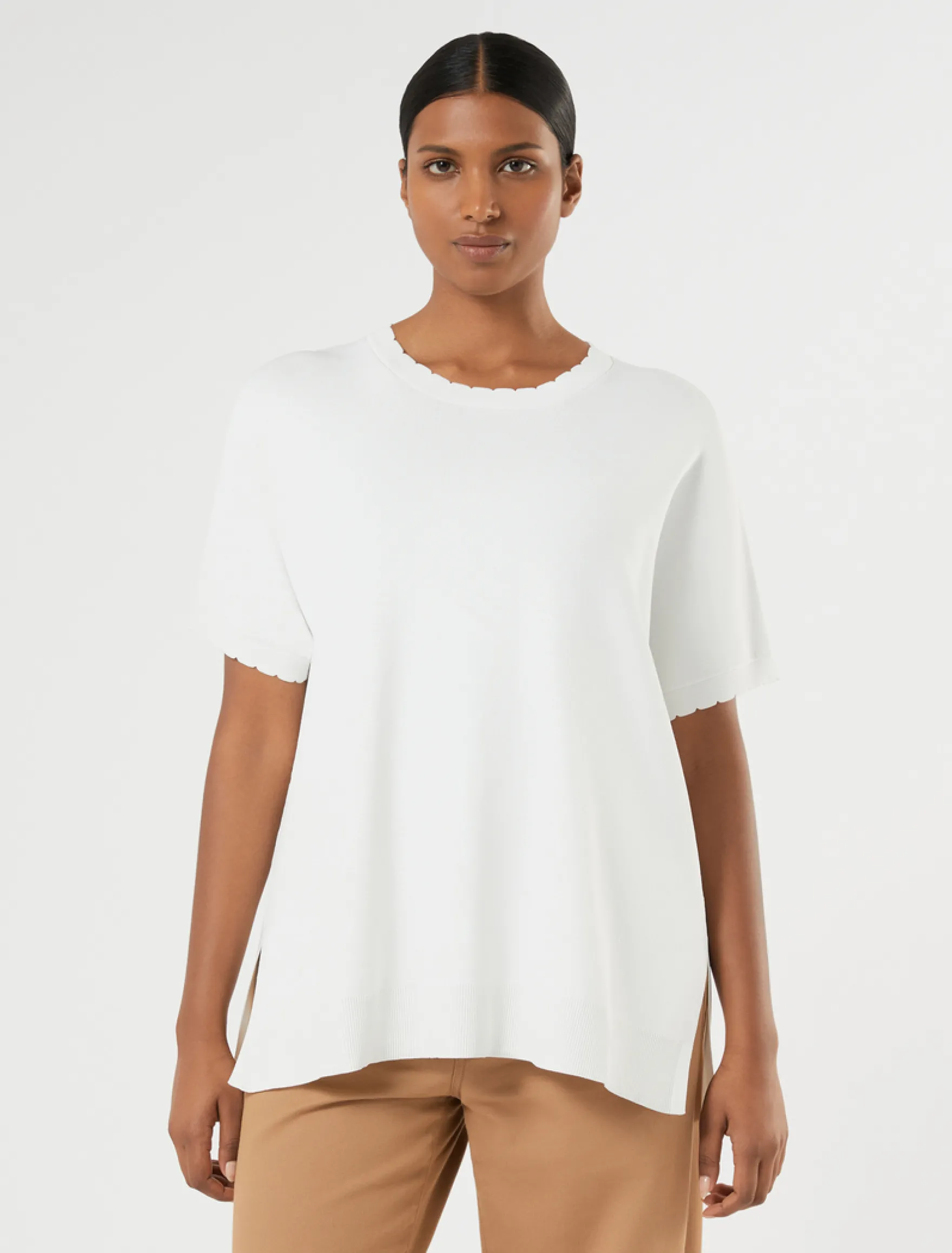 Maglia in viscosa crêpe - AVORIO