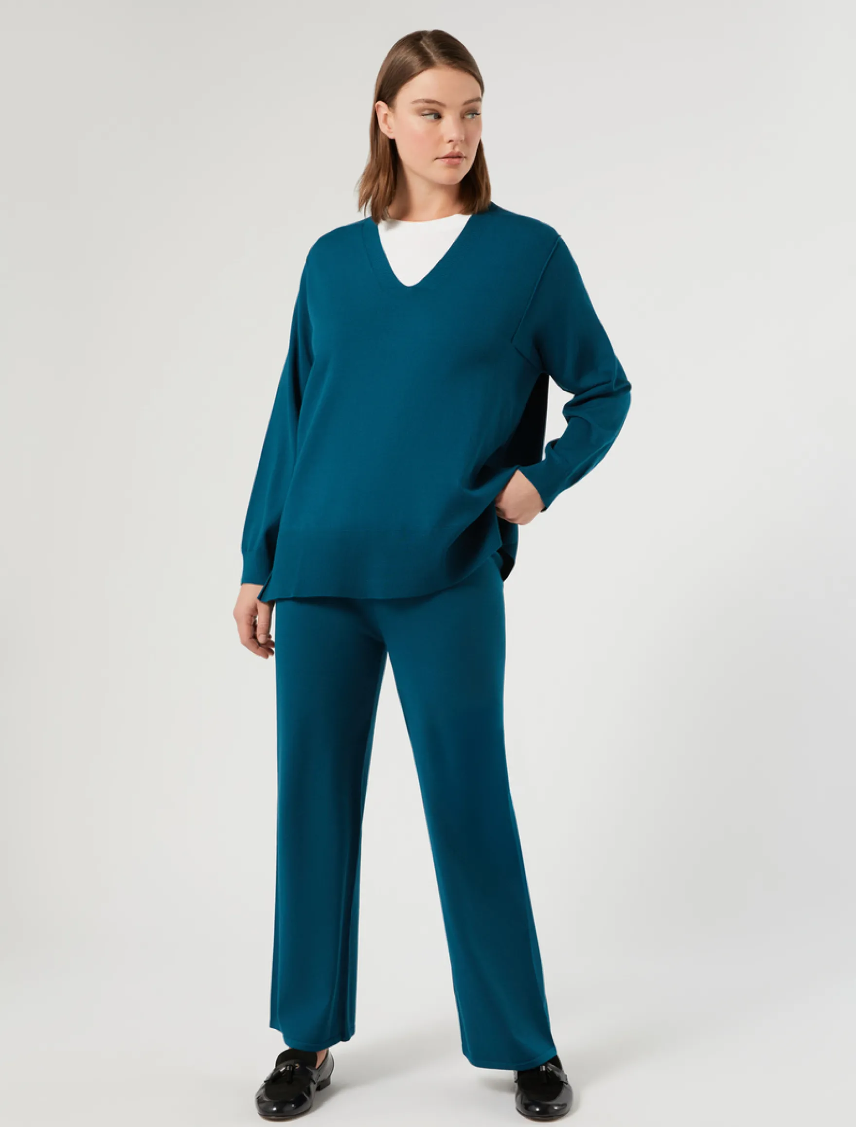 Maglia in viscosa stretch - PETROLIO