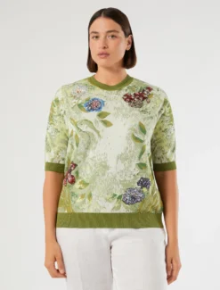 Maglia jacquard con ricami - BIANCO