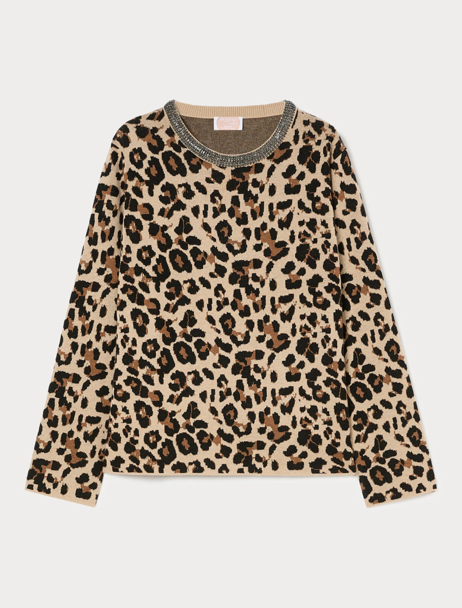 Maglia jacquard con ricamo - CAMMELLO
