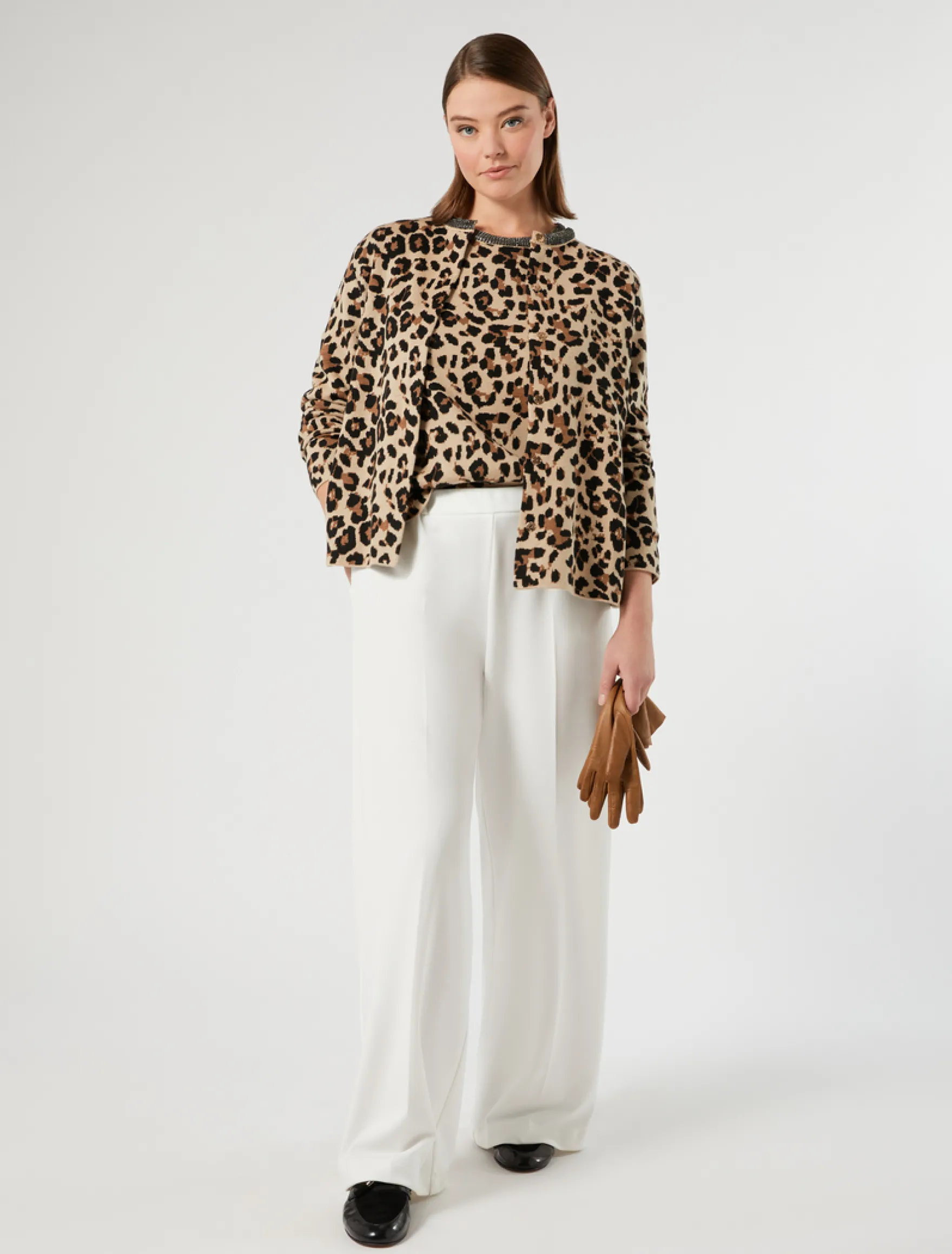Maglia jacquard con ricamo - CAMMELLO