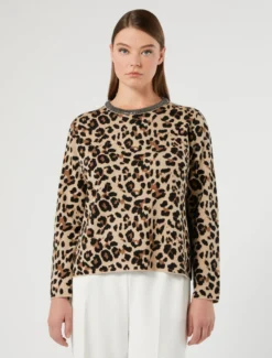 Maglia jacquard con ricamo - CAMMELLO
