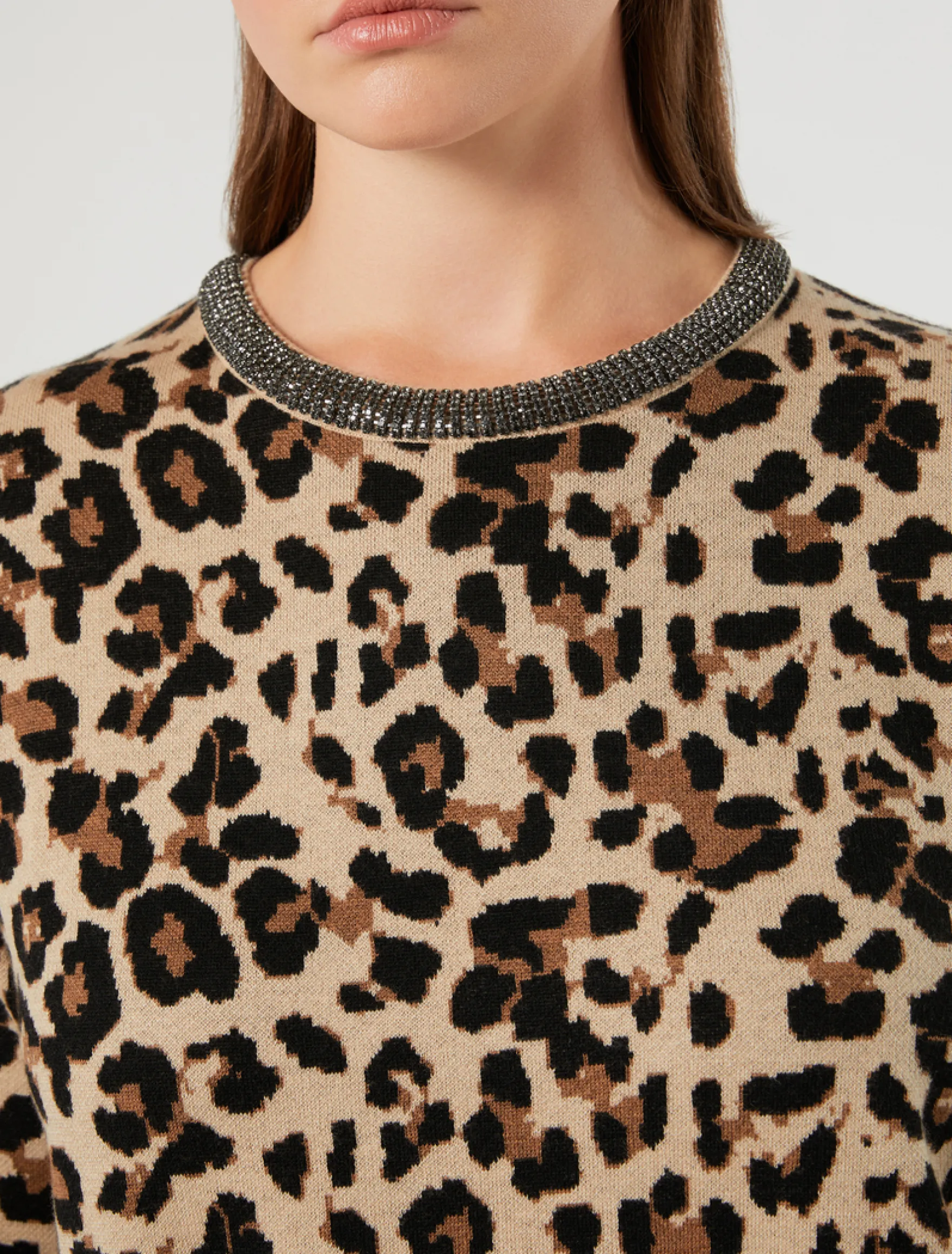 Maglia jacquard con ricamo - CAMMELLO