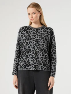 Maglia jacquard con ricamo - GRIGIO MEDIO