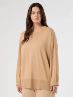 Maglia over in misto viscosa - CAMMELLO