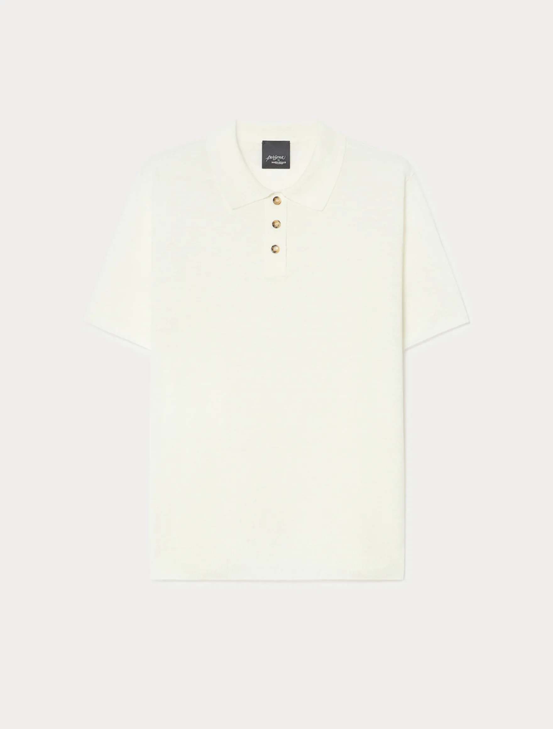 Maglia polo in lino e cotone - AVORIO
