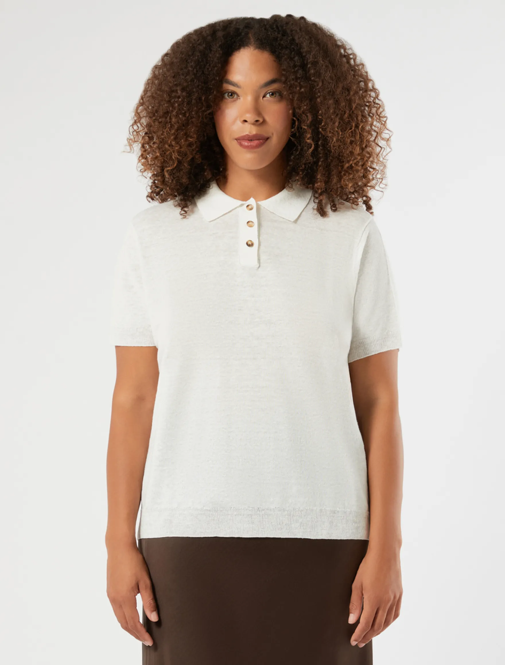 Maglia polo in lino e cotone - AVORIO