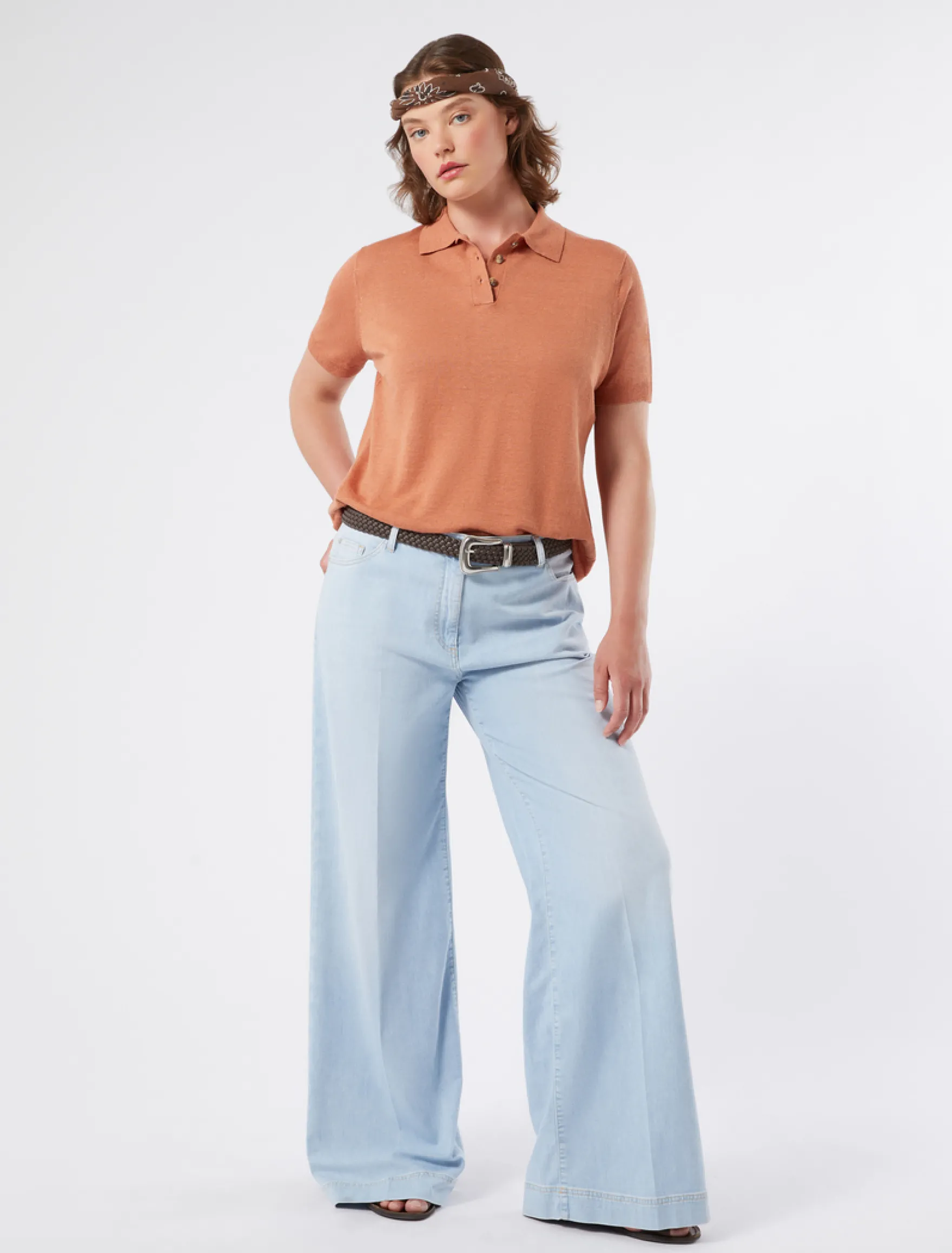 Maglia polo in lino e cotone - RAME