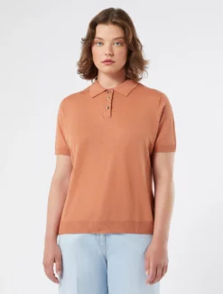 Maglia polo in lino e cotone - RAME