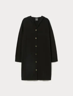 Maxi cardigan in viscosa - NERO
