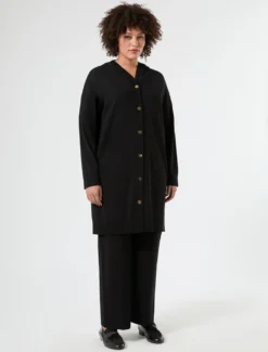 Maxi cardigan in viscosa - NERO
