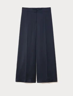 Pantaloni ampi in crêpe envers satin - BLU NOTTE