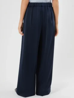 Pantaloni ampi in crêpe envers satin - BLU NOTTE