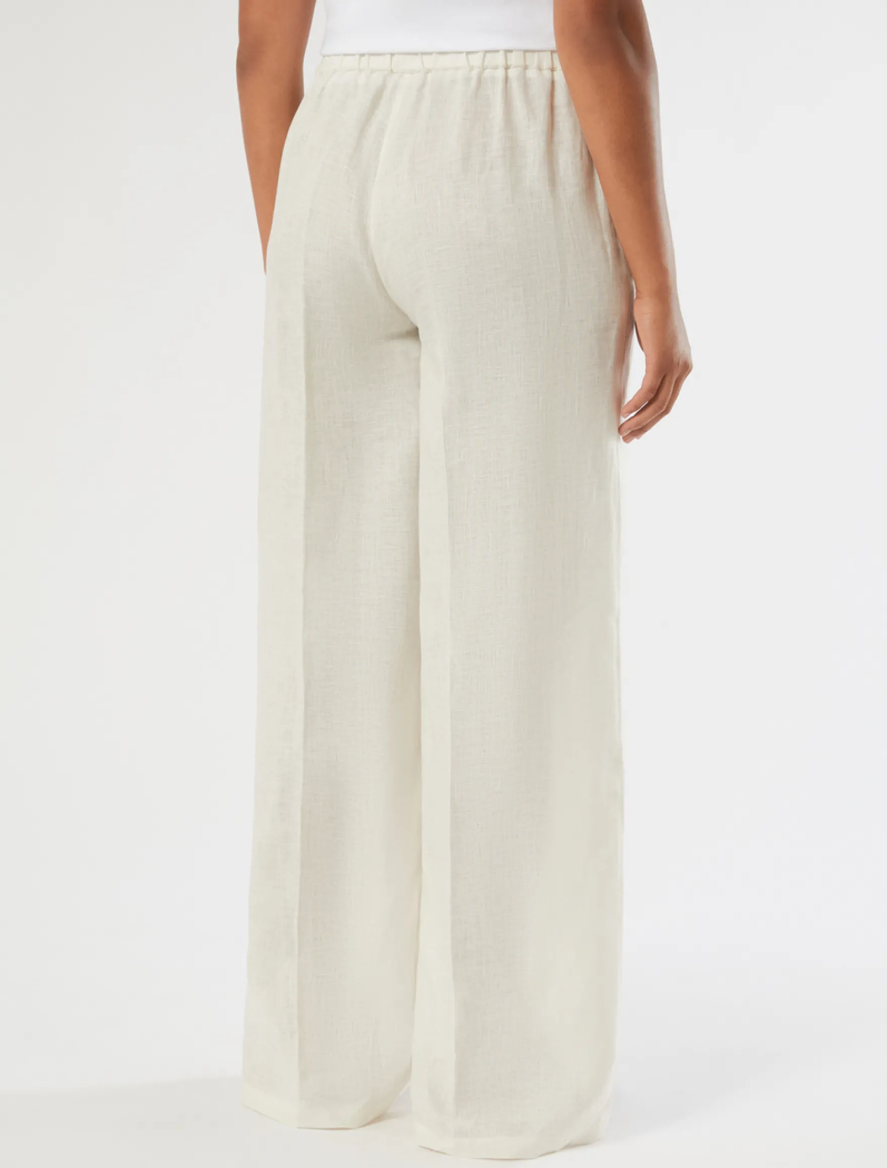 Pantaloni ampi in puro lino - AVORIO