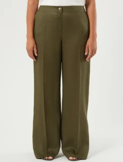 Pantaloni ampi in puro lino - VERDE KAKI