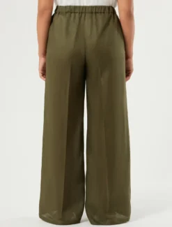 Pantaloni ampi in puro lino - VERDE KAKI
