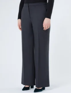Pantaloni ampi in tela di pura lana - ANTRACITE