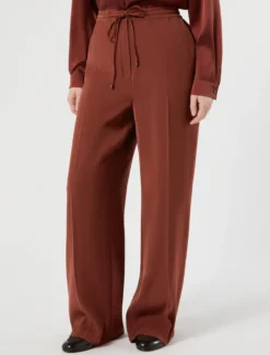 Pantaloni ampi in twill - BORDEAUX