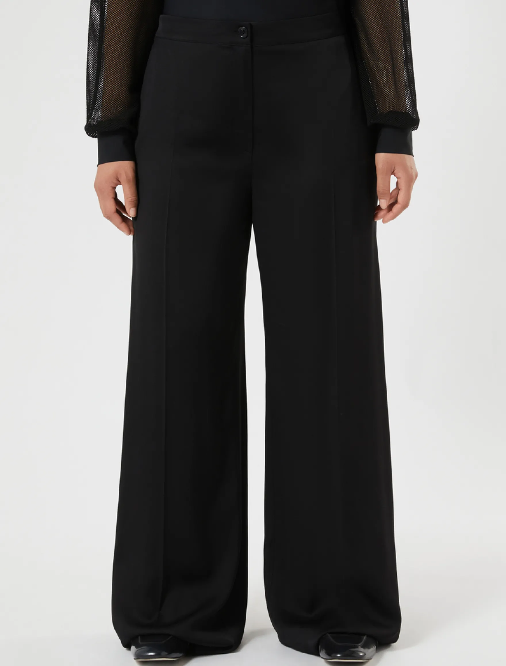 Pantaloni ampi in twill fluido - NERO