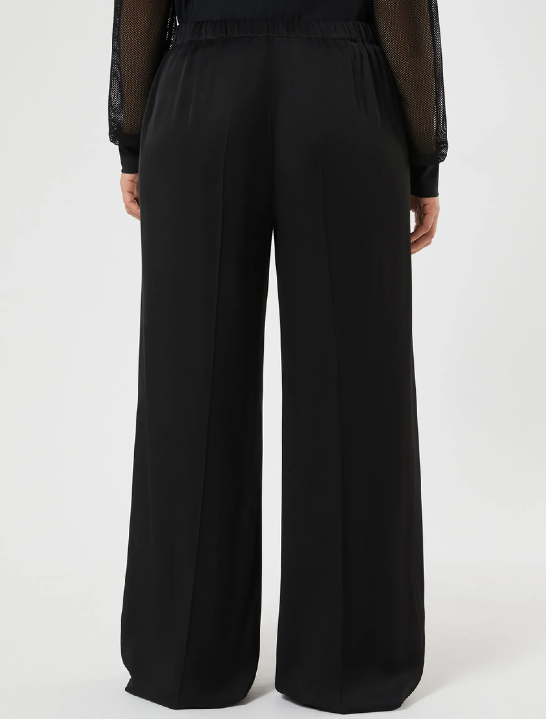 Pantaloni ampi in twill fluido - NERO
